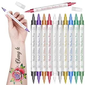Temporary Dual-Head Tattoo Pen Drawing Pen, 10 Colors, Washable Skin Painting Marker, Easy to Remove, Graffiti Pen, Temporary Tattoo Kits