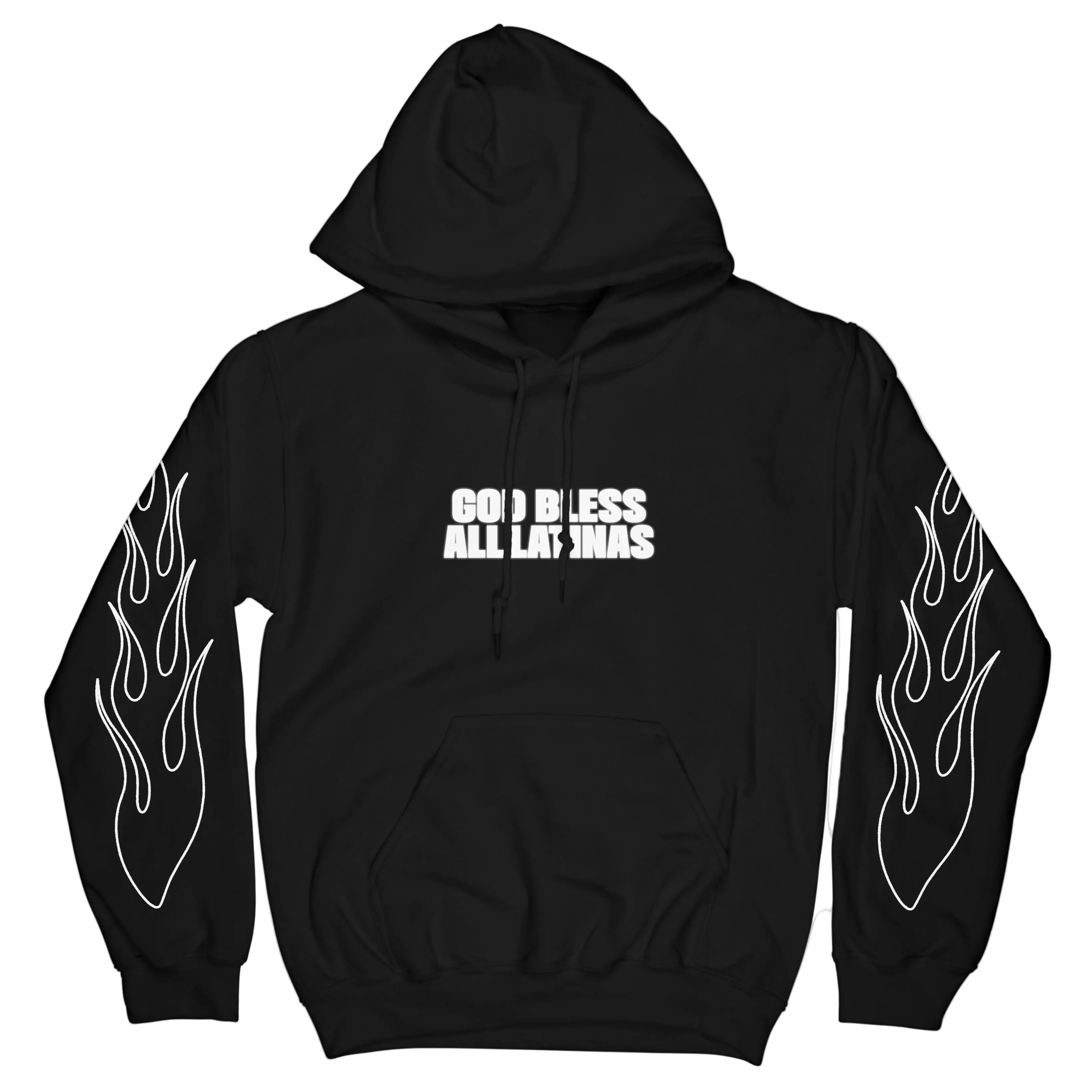 God Bless All Latinas Flame Hoodie