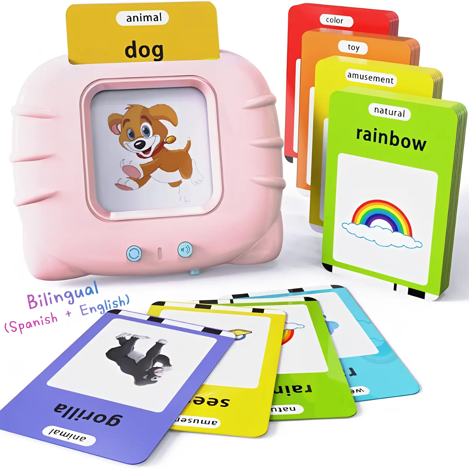 English & Spanish Talking Flash Cards for Toddlers – Audible Bilingual Flashcards for Kids, 224 Sight Words, Ideal Learning Gift for Ages 1-5, Perfect