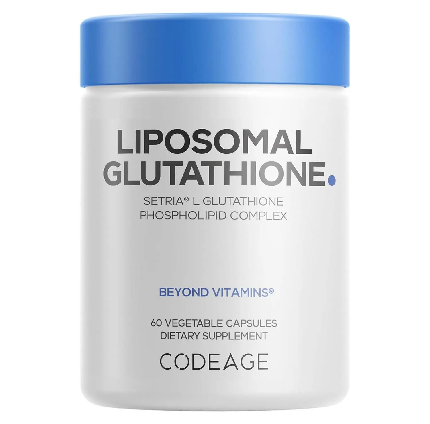 Codeage Liposomal Glutathione Supplement - Pure Reduced Setria L-Glutathione, Liposomal Delivery, Phospholipid Complex - Encapsulated Glutathione Powder Pills - Vegan, Non-GMO - 60 Capsules