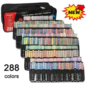 Guangna Portable Acrylic Markers Set with 288 Colors, Direct Ink System, Comes with Storage Bag, Ideal for Office and Art Supplies