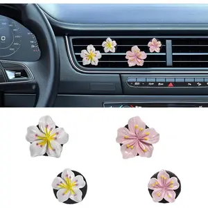 Household daily necessities Cute Car Dashboard Air Vent Trim Clips, Hawaiian Flower Auto Air Freshener Vent Clip, Auto Air Conditioning Diffuser, Hibiscus Blossom Car Interior Accessories Decorations for Girls Women (4PCS)