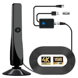 1080P 4K Ultra HD Digital Ground Wave TV Antenna, 5 Meter Cable USB Powered Indoor Signal Booster, Compatible with Smart and Old Tvs, Indoor HDTV Antenna