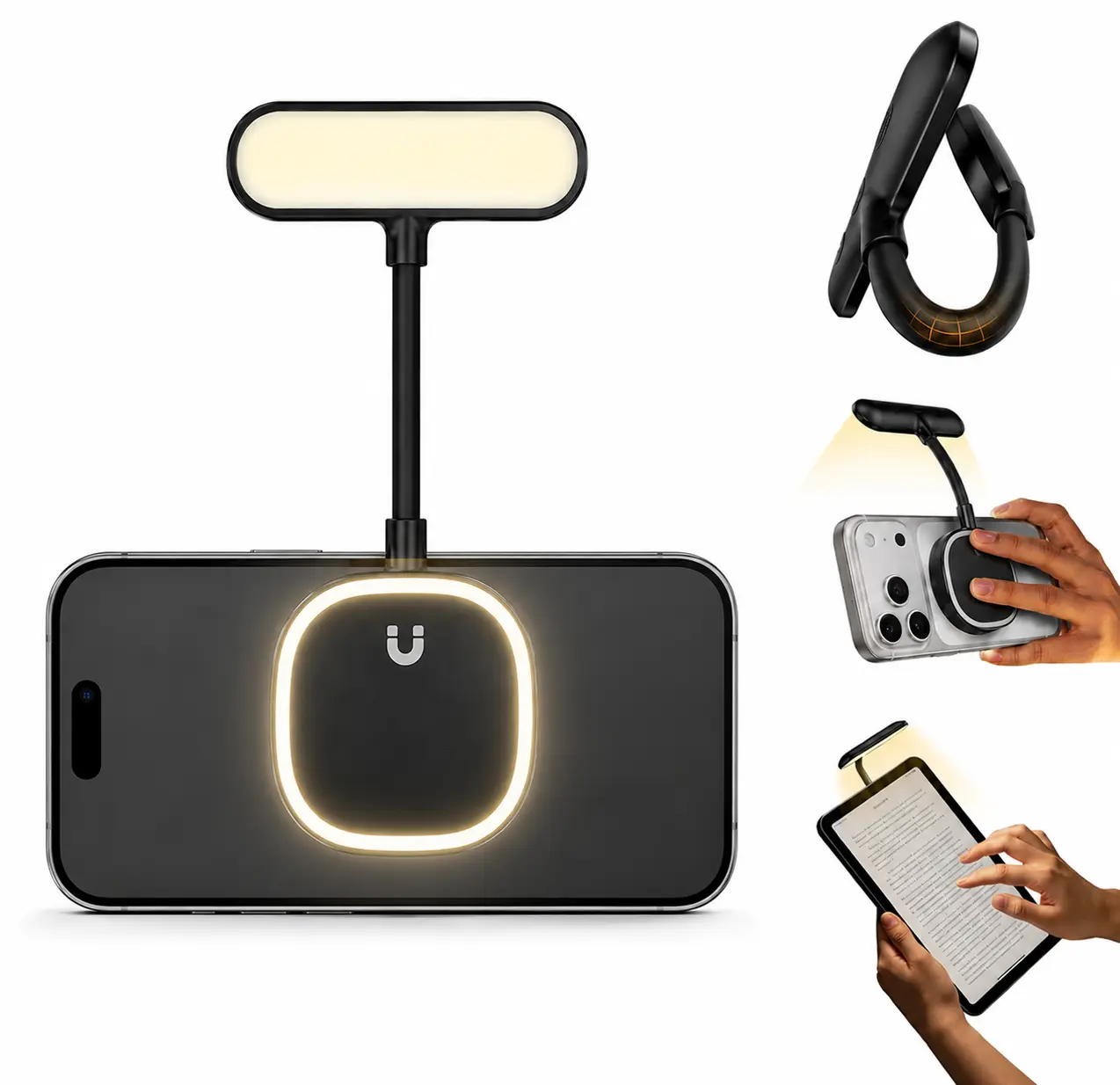 Magnetic Selfie Light ,5 Brightness Levels & Modes,Magnetic Phone Light for Content Creators | Portable LED Selfie Light for TikTok, Reels, Live Stream & Video Calls Flexible Arm LED Lights for iPhone/Android/iPad/Laptop/Photo/Reading