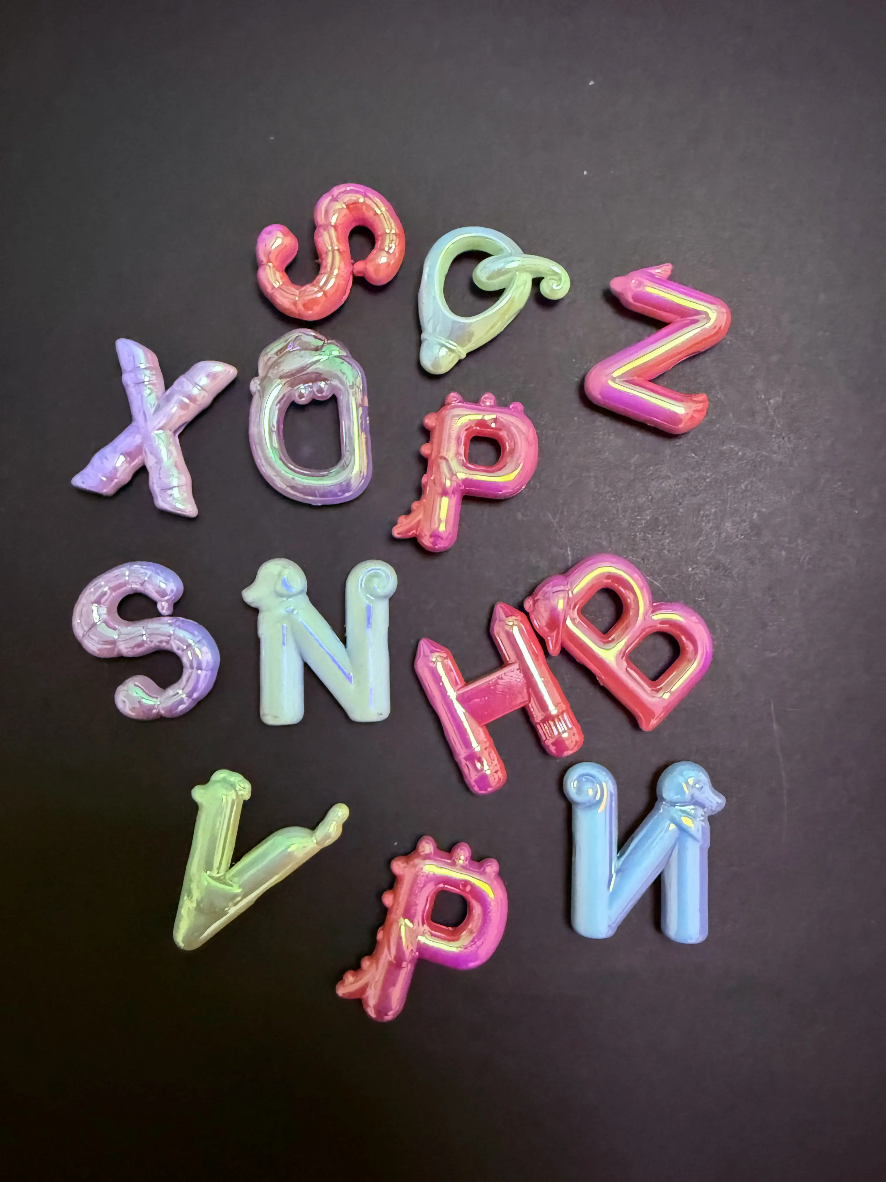 Acrylic Optical Plating Color Vertical Hole Letter Beads - Assorted Pastels, Beads and Accessories, Charms for Crafts, DIY Craft Embellishments, Handmade Beading Material for Creative DIY Projects, Stringing Enthusiasts