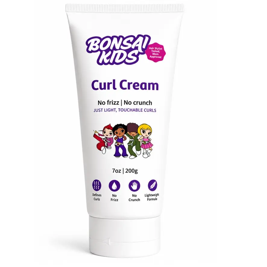 BONSAI KIDS Curly Hair Care Curl Cream - Lightweight, Gentle, 7oz, Defines Perfect Curls, Eliminates Frizz, Kids' Haircare Styling Product