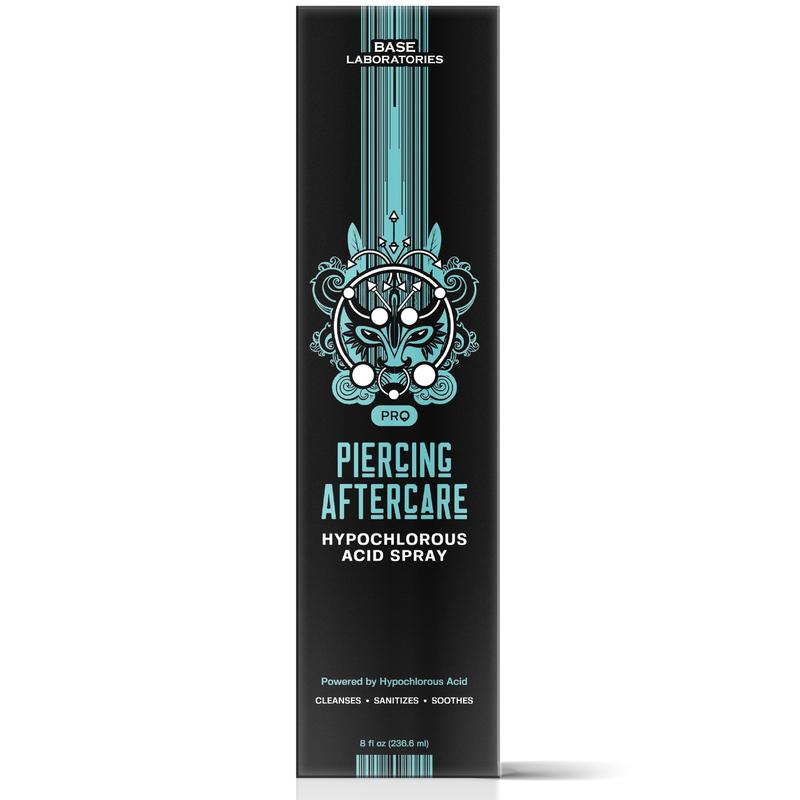 Base Laboratories Hypochlorous Acid Spray 8oz | Piercing Aftercare Spray for Bumps, Keloids & Wounds - Nose, Ears, Belly, & More - Fast Healing Solution Antiseptic Liquid Cleansing Woundspray Aid