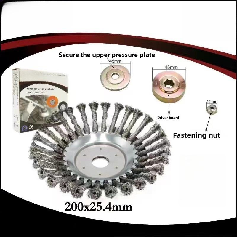 Universal Gas Brush Cutter Accessory Kit, Steel Wire Grass Trimmer Head, Weed Eater Blade, Rust Removal Disc and Weed Wheel Replacement Parts for Lawn Trimming & Garden Maintenance