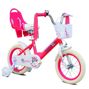 [Bellemave]Kids Bike for Girls 12 14 16 Inch with Training Wheels, Adjustable Seat, Front Basket, Doll Seat & Colorful Streamers, Toddler Bicycle for 2-7 Years Old, Pink Kids' Bikes for Birthday Gift