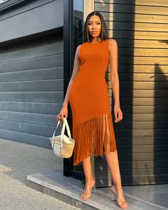 USBOUTIQUE CHIC Women's 2026 Spring Sleeveless Bodycon Dress Stretchy Knit Mini Dress Casual Lounge Outfit