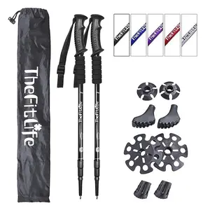 Ultralight Adjustable Trekking Poles, 2 Pack Collapsible Hiking Walking Sticks with Anti-Shock System, Twist Lock Design and All-Terrain Accessories for Camping and Backpacking