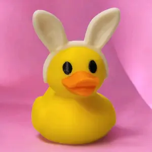 Easter Bunny Duck Figure 2.5 Inches Tall 3D-Printed in Hard Plastic Decor for Festive Home Decor