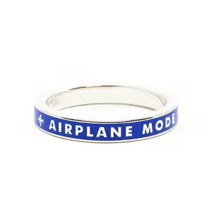 Airplane Mode Ring, Blue Enamel, Silver
