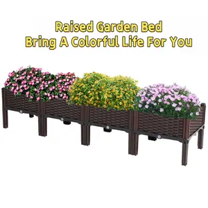 Plastic Elevated Planters with Legs for Outdoor Gardens Patios Decks & Balconies Durable Raised Garden Bed with Drainage Holes for Flowers Vegetables Tomatoes & Herbs