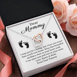 To My Mommy Heart Necklace from Baby Bump, Expecting Wife Gift from Tummy, Interlocking Hearts Necklace, New Mother to Be Pregnancy Gift