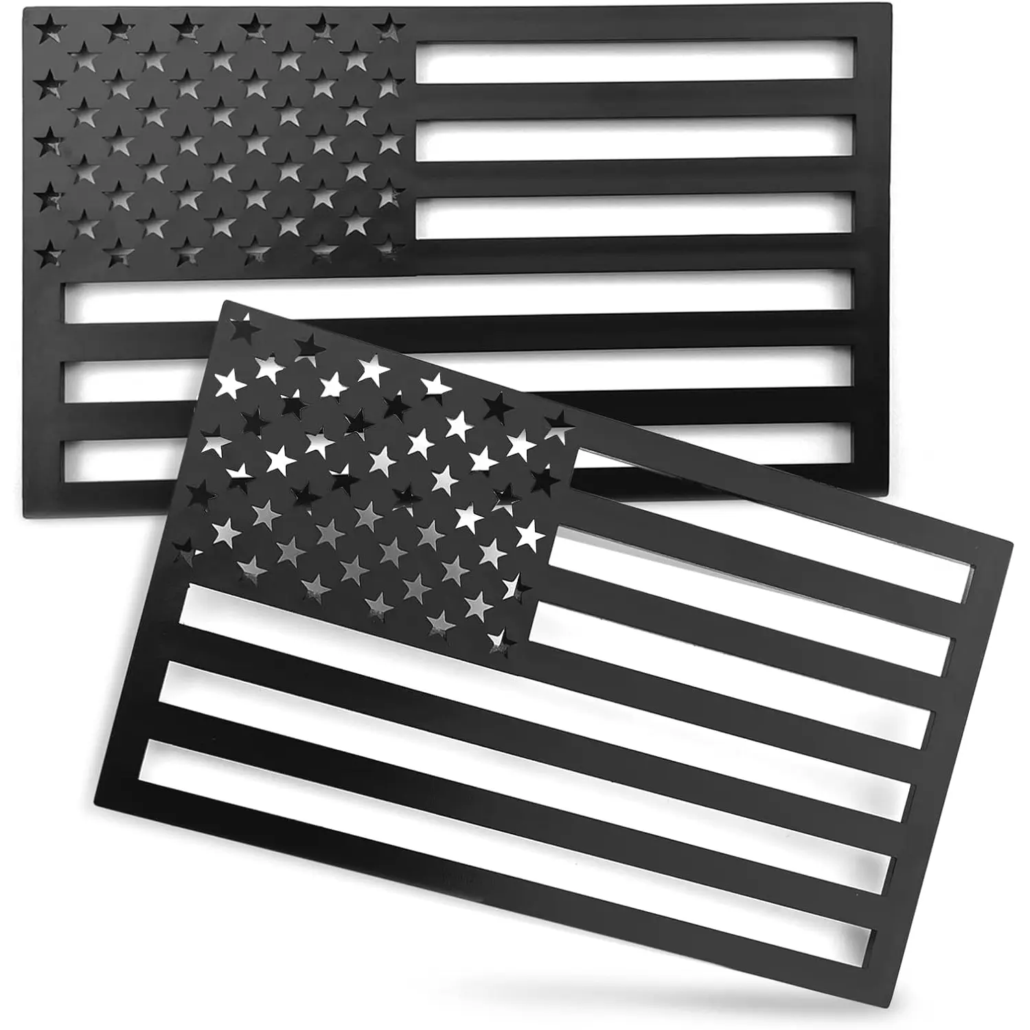 2PCS 3D American Flag Emblem Decal Cut-Out, 3MM Matte Black Bumper Stickers Decal