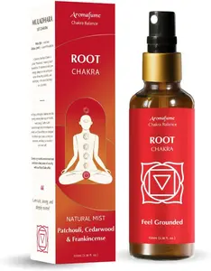 Root Chakra Natural Mist by Aromafume | 100ml/3.3 fl oz | Muladhara | Aromatherapy Spray for Chakra Balance | Patchouli Extracts | Essential Oil Spray for Meditation, Yoga, Reiki