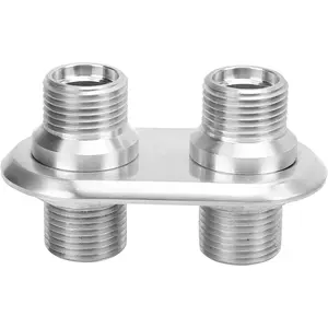 Universal 2 Port Car A/C Air Conditioning Heater Bulkhead Interface Modification AC Hose Port (Silver)