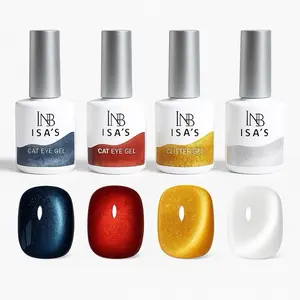 INB Cat Shine Gel Collection – 4 Colors Set by ISA'S Featuring Cat Eye Gel, Glitter Gel, and More for Stylish Nails