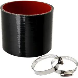 3.0" ID Straight  Hose Coupler with 2 SS304 Worm Clamps, High Temp 4-Ply Reinforced 5MM Wall 3.0" Length(Qty 1) For Pipes Connecting...