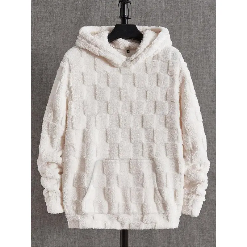 KZZ Men's Casual Flannel Hooded Sweatshirt Cozy Plush Texture Soft Material for All-Day Comfort Stylish Hooded Design