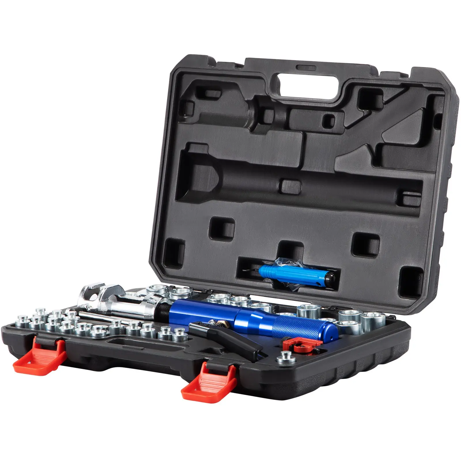 【summerfinds】VEVOR Hydraulic Flaring Tool Kit, 45° Double Flaring Tool, Brake Repair Brake Flaring Tools for 3/16"-1/2", Brake Flare Tool with Tube Cutter and Deburrer, 32 PCS Tube Flaring Tools for Copper Lines