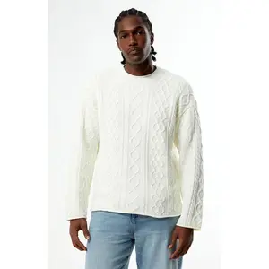 Pacsun Men's Cream Nuwave Cable Knit Crew Neck Sweater