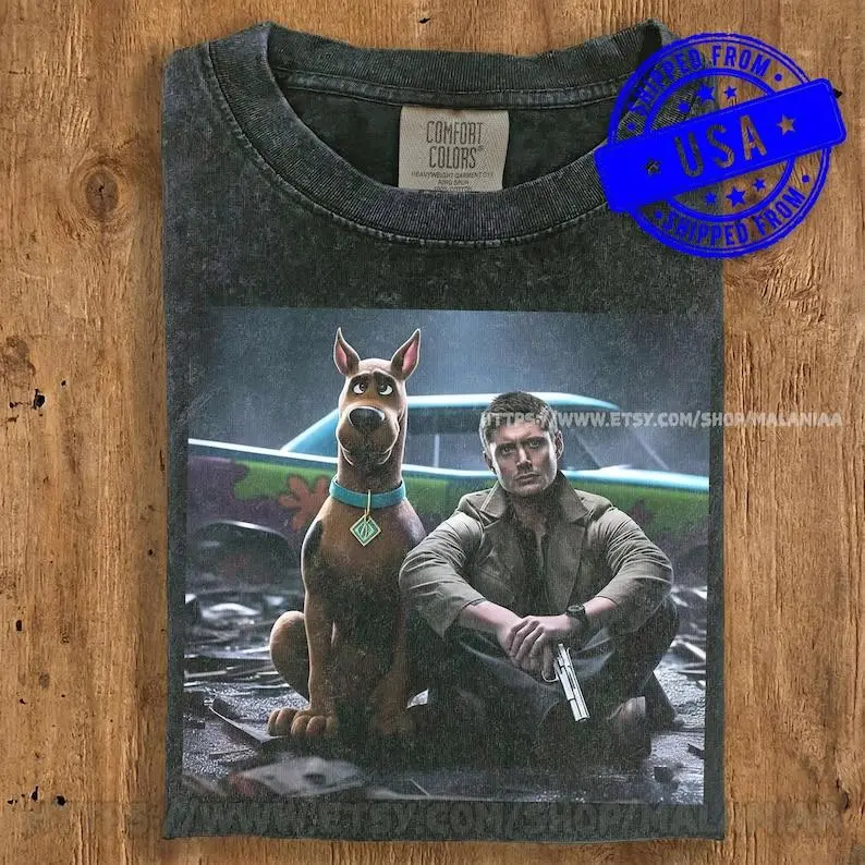 Dean Winchester and Scooby-Doo Comfort Colors Shirt, Scoobynatural Mystery Machine T-Shirt, Jensen Ackles Fan Gift, Supernatural Vintage Tee
