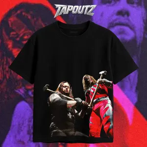 TAPOUTZ Brothers Of Destruction The Undertaker & Kane Heavy Cotton Tshirt Unisex Short-Sleeve Round-Neck Casual Lightweight Heavy Cotton Double-Sided DTG Breathable Classic Soft Wrestling Fan T-Shirt, Ideal Gift for Fans