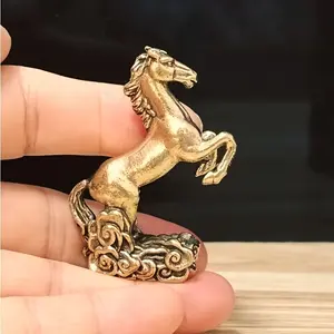 Brass Oxidized Horse Figurine, Zodiac Horse Desktop Ornament, Desktop Statue, Creative Tea Pet, Vintage Brass Craft, Home Decor Accessory, Decorative Home Ornament