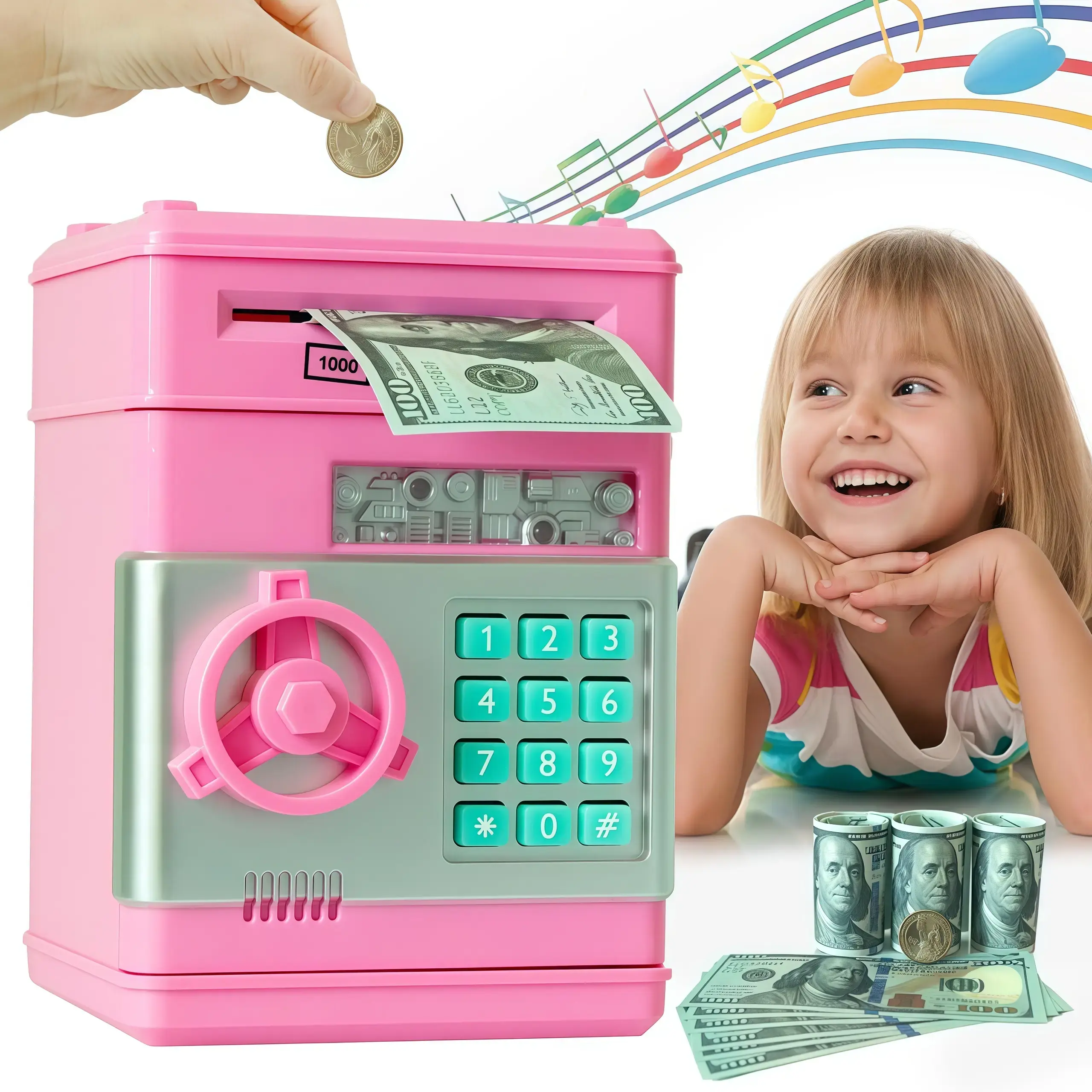 Hot Selling Kids Electronic ATM Piggy Bank, Durable Interactive Money Saving Toy, Mini Password Storage Box, Perfect Birthday & Valentine's Day Gift for Kids #SummerVibes #KidsToys Digital Piggybank Coin Bank