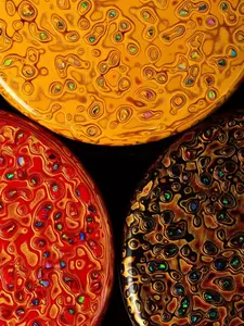 Lacquer JianZhan Cup Tray with Opal Inlay - Handcrafted Decorative Plate for Home and Office Use