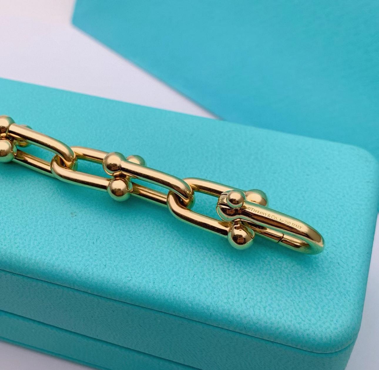 Pre-owned Tiffany & Co. HardWear Large Link Bracelet in Polished Gold Tone, Length Approx. 7.87 Inches