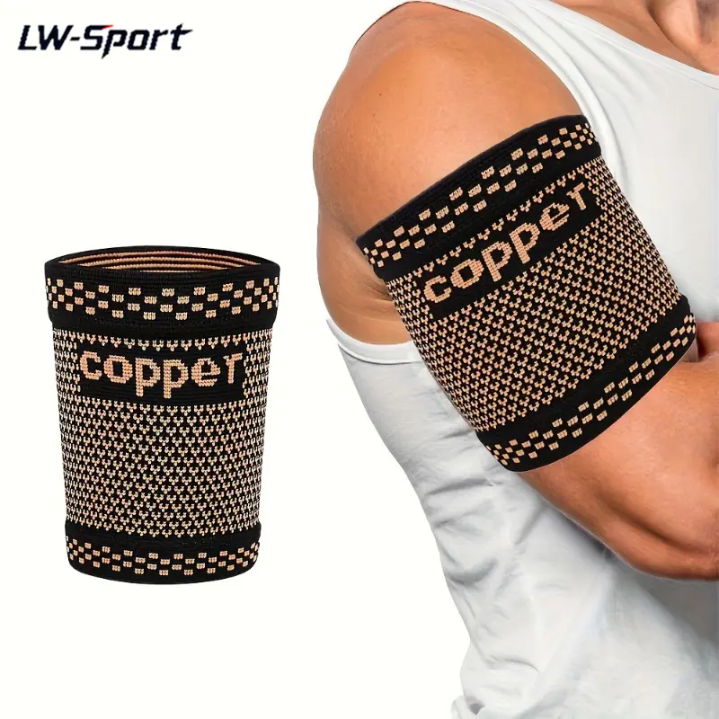 1Pc/2Pcs Copper Compression Bicep Sleeve, Upper Arm Support Brace for Bicep Tendonitis, Muscle Strain Relief, Breathable Non-Slip Copper Infused Arm Wrap for Weightlifting, Gym Workout and Fitness Training  for Men Women