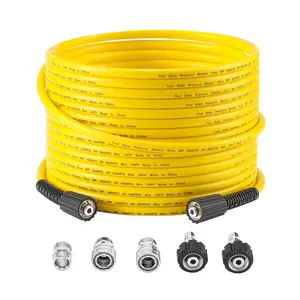 【fathersdaygift】Tool Daily Pressure Washer Hose 100 FT X 1/4", Power Washer Replacement Extension Hose with M22 14mm Fitting, Kink Resistant,3/8" Quick Connect Kit For Gas & Electric Pressure Washer, 3600 PSI,