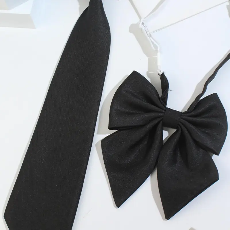2024 New Style Solid Color Bow Tie Set, Fashionable Necktie & Hair Tie for Women & Girls, Casual Versatile Accessories for Daily Wear for Outfit Matching, Casual Elegant Tie, Plain Ties