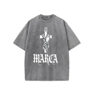 T-Shirt with Gothic Cross Hand Design |   Faded Wash Look, Bold  Font, Casual Tee for Men, Edgy, Trendy, and Stylish, Perfect Gift for Fashion Enthusiasts