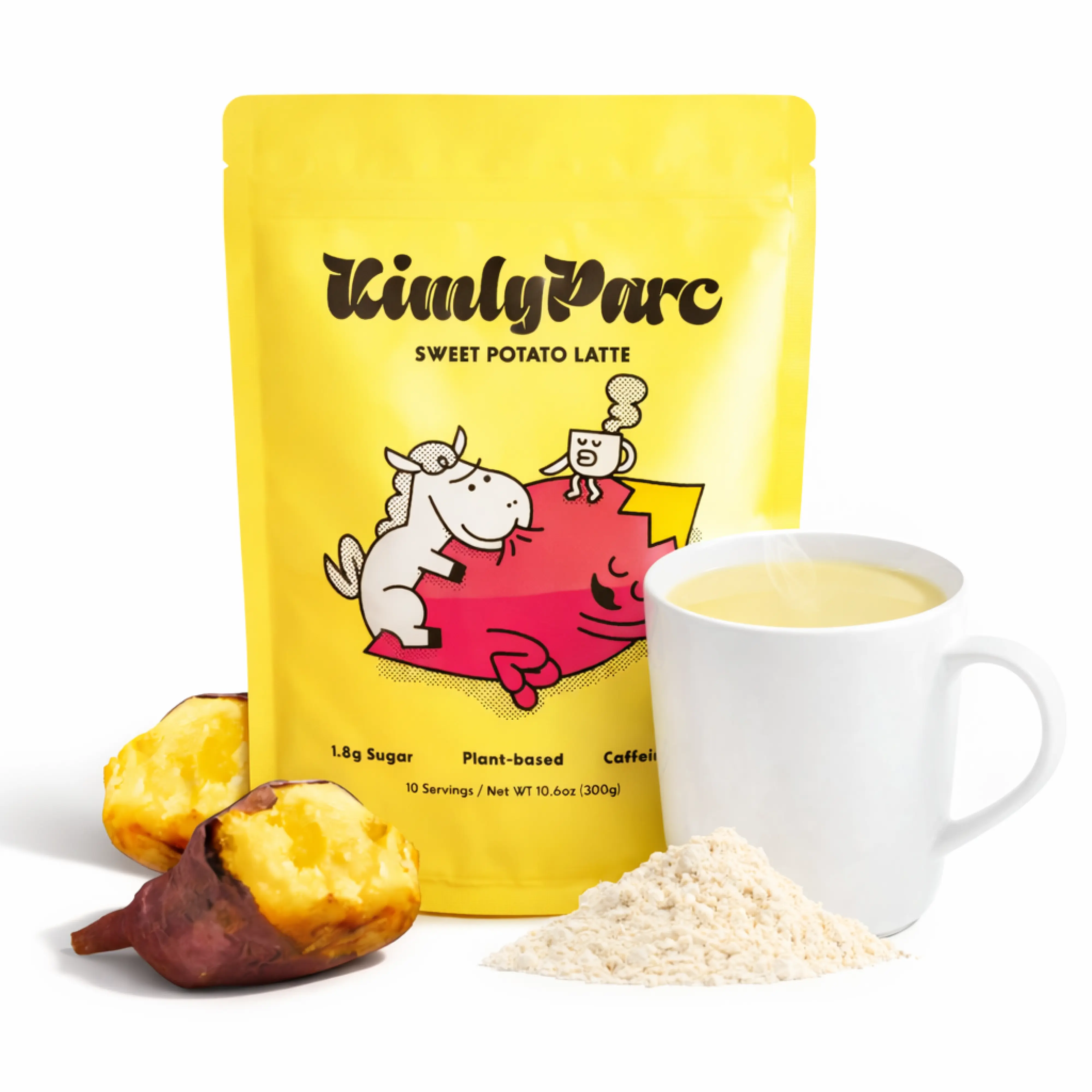 KimlyParc Goguma Latte - Made with Korean Sweet Potato, Vegan, Low-Sugar, Caffeine-Free, Dairy-free, Korean Goguma, Ultra-Creamy, 10.6oz, 10 Servings Beverage Coffee