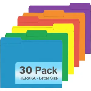 File Folder 30 Pack 1/3 Cut Tab File Folders Colored File Folders Designed for Office and Classroom Use Letter Size Assorted 6 Colors