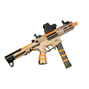 Black ，sand color Tactical Gel Ball Blaster Toy Gun, Equipped with Holographic Sight & Orange Safety Muzzle Tip, Rechargeable Automatic Shooting Toy for Safe Outdoor Games, Suitable for Kids and Teens