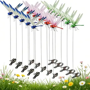 ummerVibes  Fake Dragonflies & Hummingbird Stakes Plastic Dragonfly for Garden Stakes Decor Yard Ornaments for Hat Deer Horse Fly Scare Devices Indoor Outdoor Use summervibes