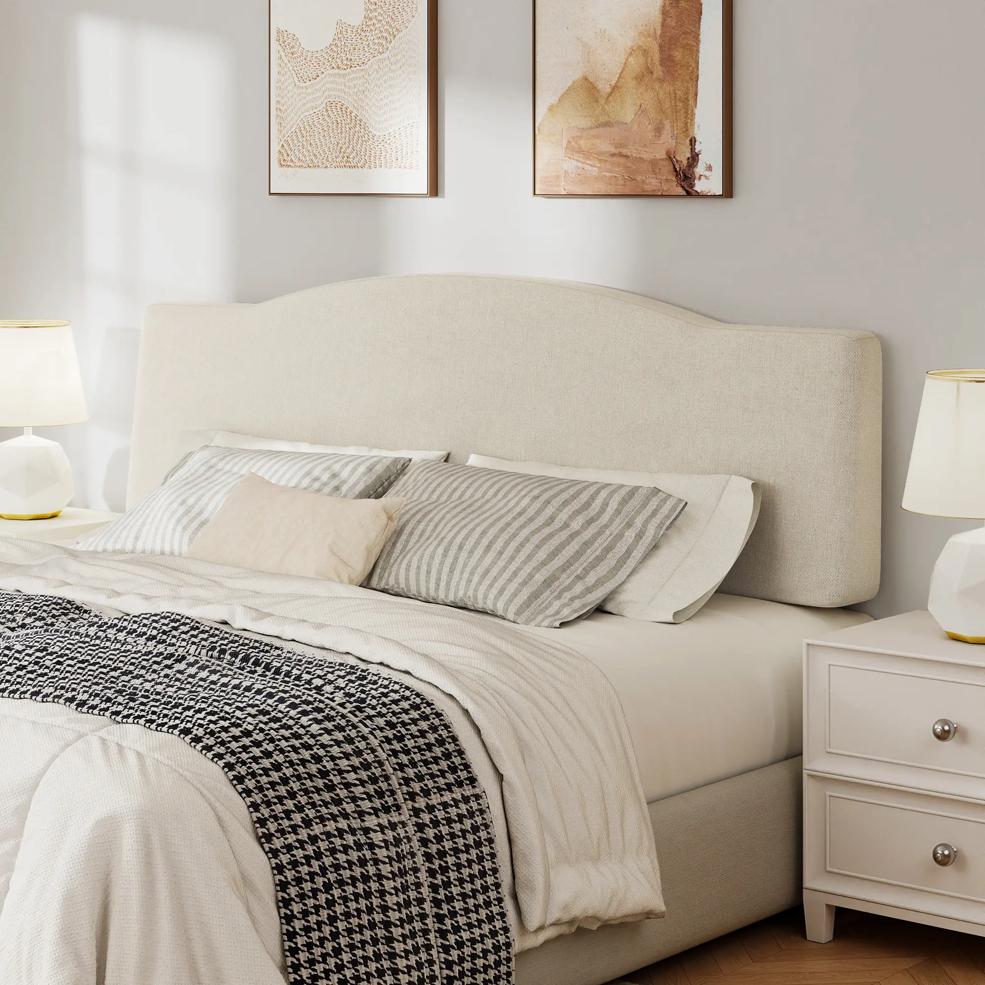Upholstered Headboard Only-No Assembly, Queen/King Size Chenille Fabric Modern Style Headboards Extra-Thick，Height Adjustable and Ergonomic HeadBoard