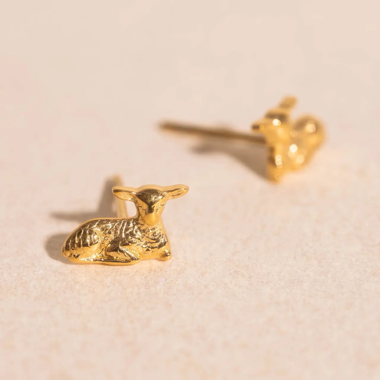 OH CLEMENTINE Animal Shape Lamb Mini Stud Earrings - 316L Stainless Steel, PVD Coating, Tarnish-Free, Swim-Ready Studs for Ear Stacking & Everyday Wear