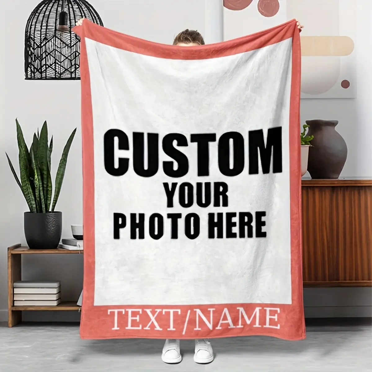 Customized personalized photo patterned flannel blankets, lightweight and soft blankets, gift blankets for family and friends