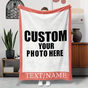 Customized personalized photo patterned flannel blankets, lightweight and soft blankets, gift blankets for family and friends