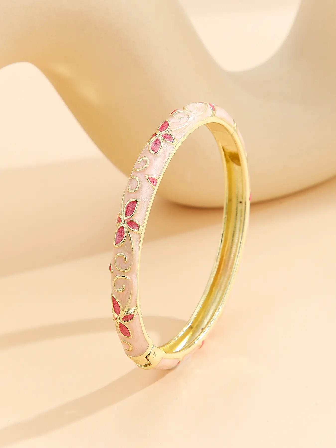 Mother's Day Gift Elegant Women's Cloisonné Bracelet, Elegant Bangle, Zinc Alloy Chain, Oil-Drop Pattern Design, Casual Style Jewelry Gift for All Seasons, Flower Design Bracelet