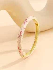 Elegant Women's Cloisonné Bracelet, Zinc Alloy Chain, Oil-Drop Pattern Design, Casual Style Jewelry Gift for All Seasons, Trendy Bangles