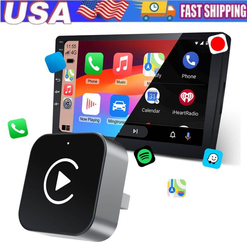 2-in-1 Wireless CarPlay & Android Auto Adapter, Plug & Play CarPlay Dongle Converts Wired to Wireless, Fast Auto-Connect, No Delay, Compact Design for iPhone & Android with USB/USB-C Port(Black)