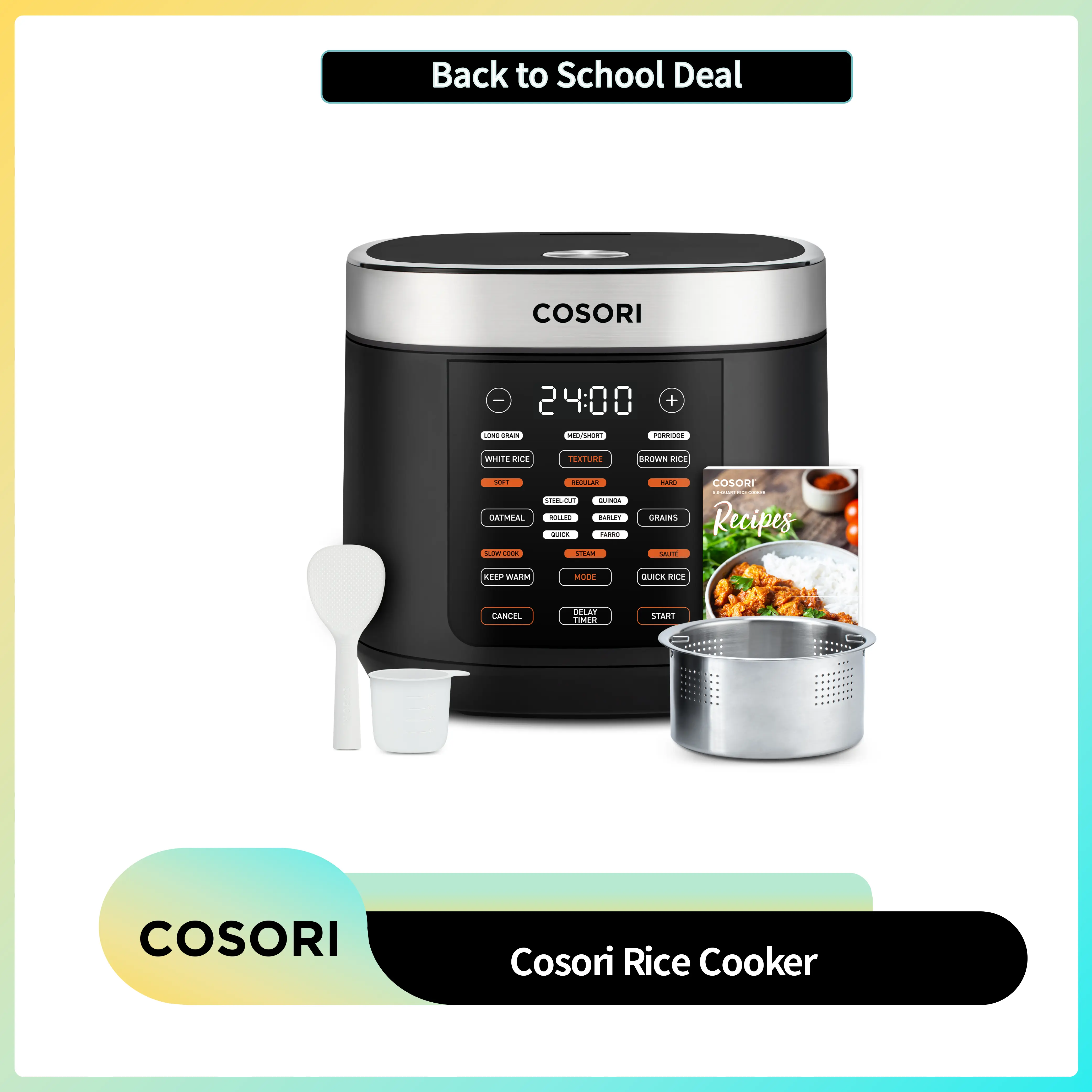 COSORI 18-in-1 Multifunction Rice Cooker - 5-Qt Electric Programmable Slow Cooker with Steam, 24H Warm, Fuzzy Logic, Nonstick Pot & 50 Recipes, Kitchen Appliance,tiktokshopbacktoschool,home essentials