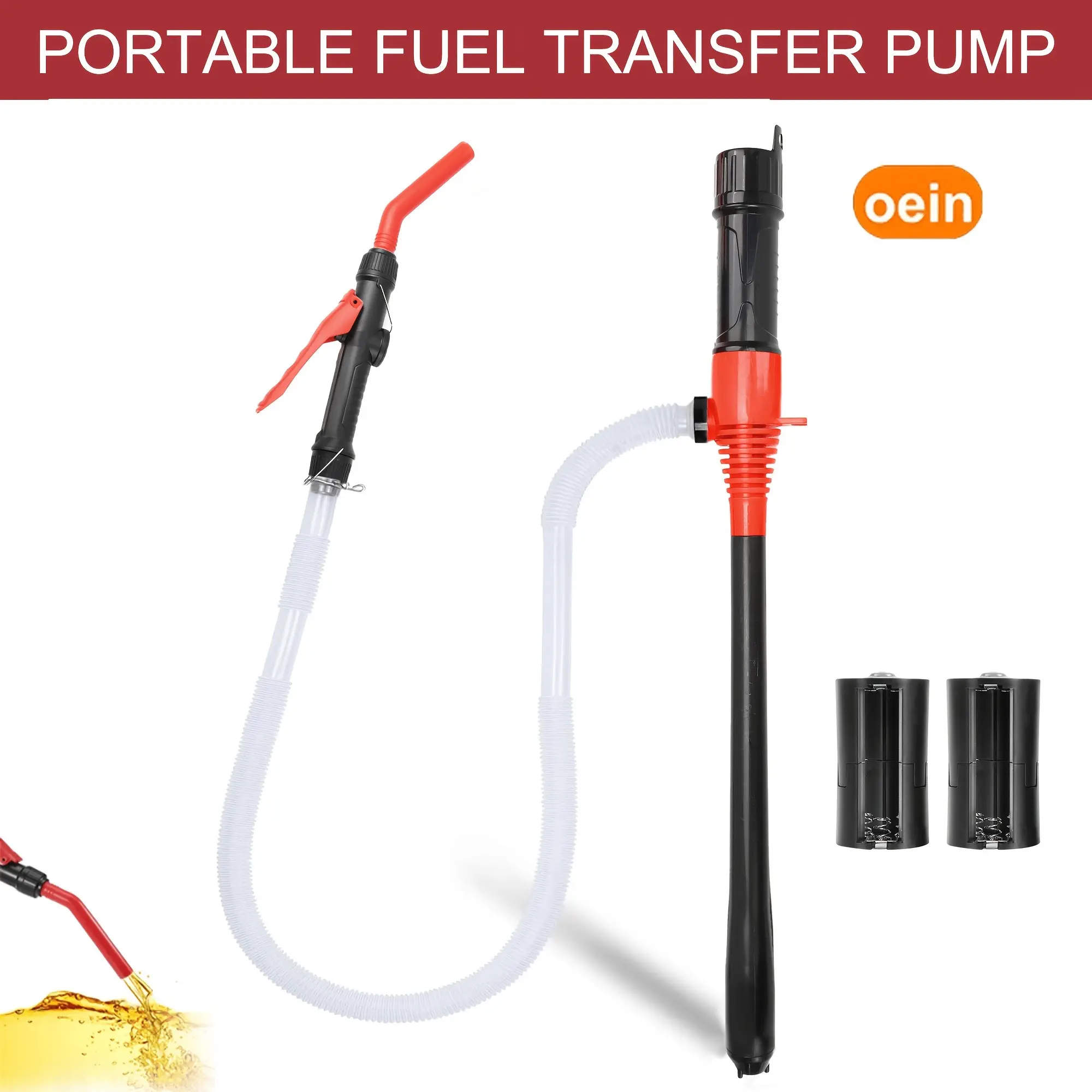 Portable Power Battery Pump, Battery Powered Siphon Fuel Transfer Pump, Universal Fit for Gasoline, Car, Portable Fuel Transfer Pump